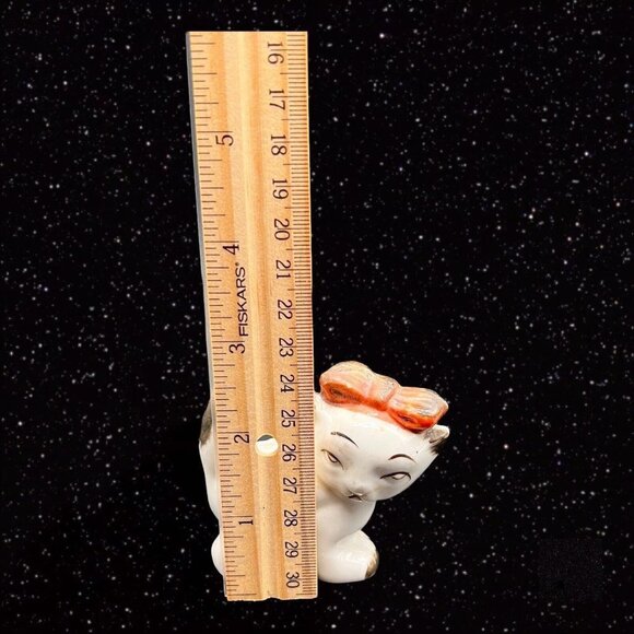 Vintage Ceramic Minis Kitschy Critter Kitty Cat Figurine Attitude W Red Bow 2”T - Picture 9 of 9